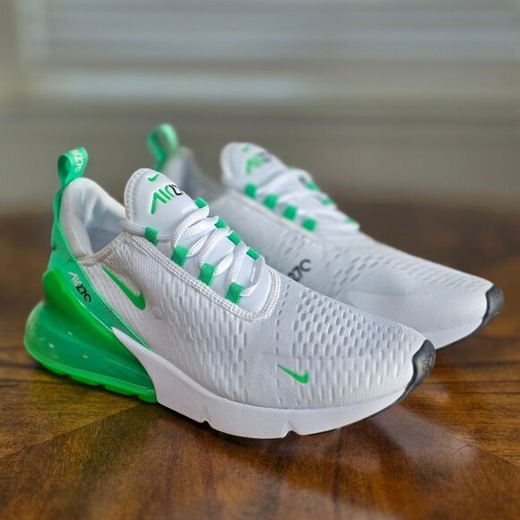Nike Air Max 270 White/Green Shock USA Men's Size 10 /UK 9/EU 44 New AH6789-117 - Picture 4 of 16